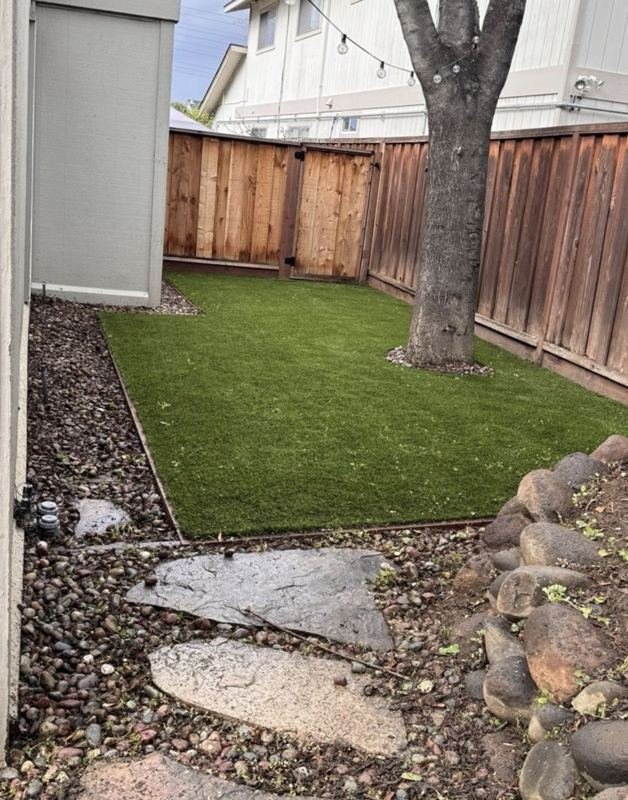 After: turf, gravel border and steel edging